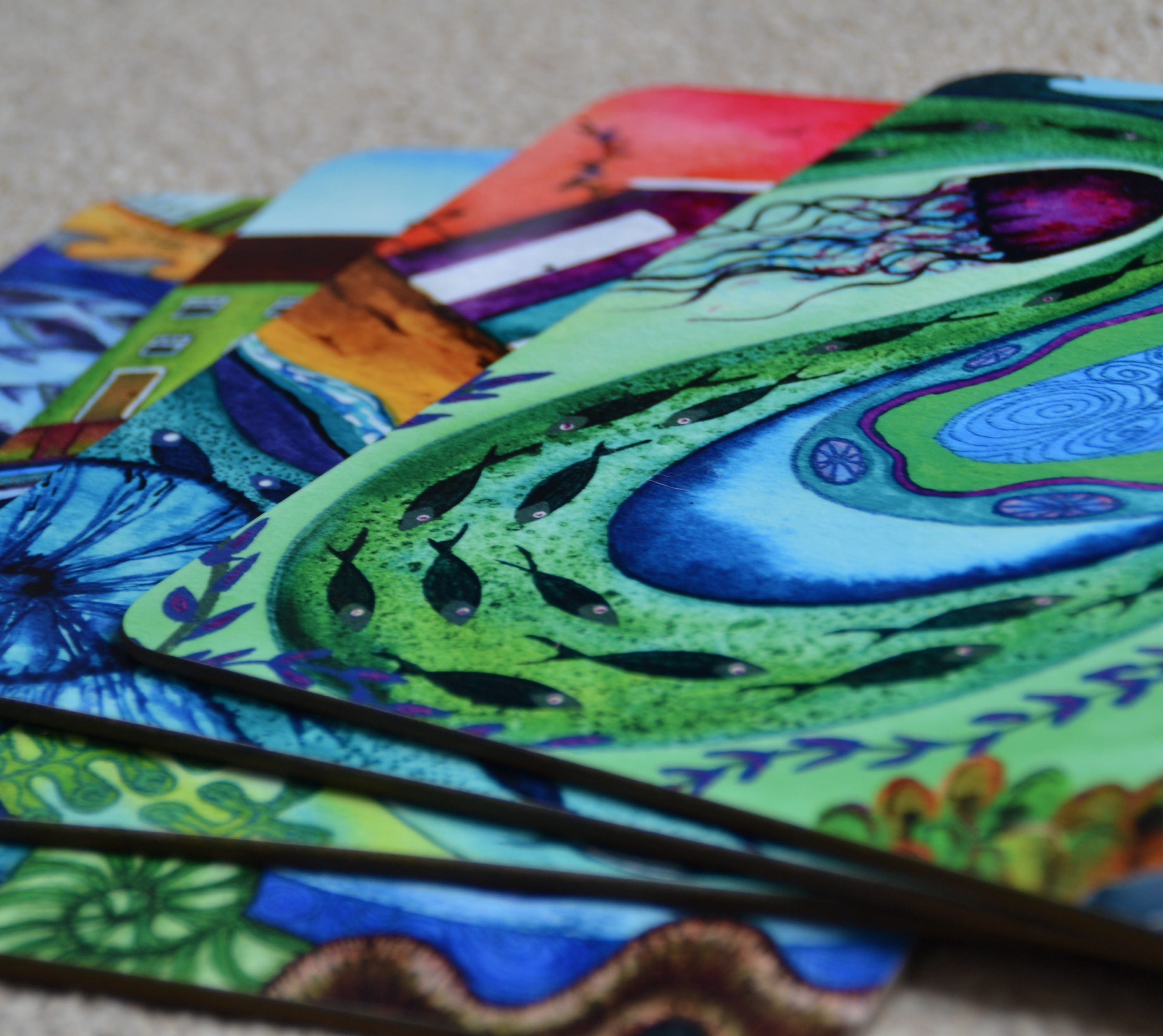 Four Art Placemats by Bridget Wilkinson Set 3 Etsy