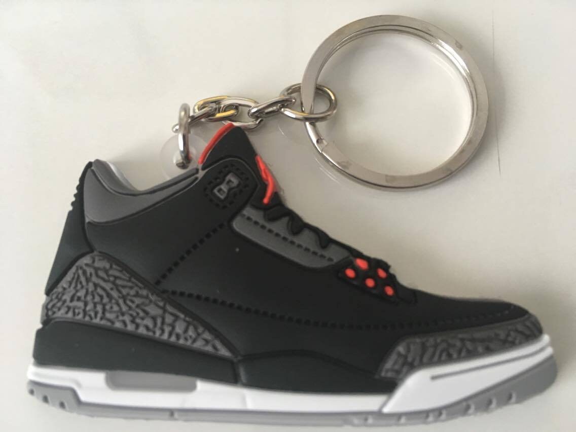 Jordan Schlüsselanhänger 3 III Black Cement Keychain Etsy