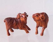 Baa Baa Carved Ram Sheep Boxwood Ojime Netsuke Bead 26x22x11mm Brown