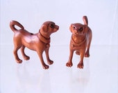 Intricately Carved - Boxwood Puppy Dog Ojime Netsuke Bead 29x33x10mm Brown