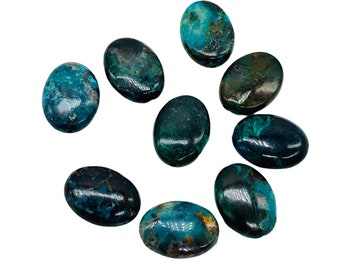 Natural Chrysocolla Oval Beads | 16x12mm | 9 Beads |