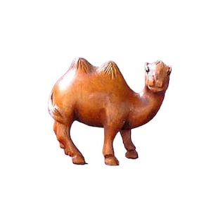 Spittin&#39; Carved & Signed Boxwood Camel Ojime/Netsuke Bead | 31x21x15mm | Brown