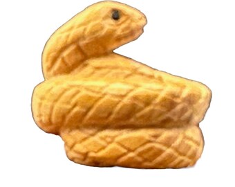 Year of the Snake 2025 Coiled Boxwood Bead | Netsuke | | 21x23x23mm | Brown