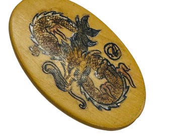 Chinesisches Jahr des Drachen Anhänger Bead | 2" Lang | Hellbraun, Braun | 1 Anhänger Perle |