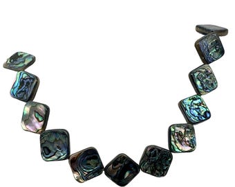 Abalone Quadrat Anhänger Perlen: Multi-Hue Schmuckherstellung (24 Perlen)