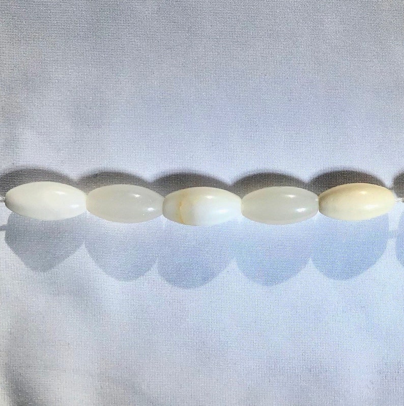 White African Dendritic Opal 16x8mm Rice Bead Strand 104937