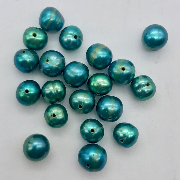 20 Emerald Green 6mm Freshwater Pearls for Jewelry Making