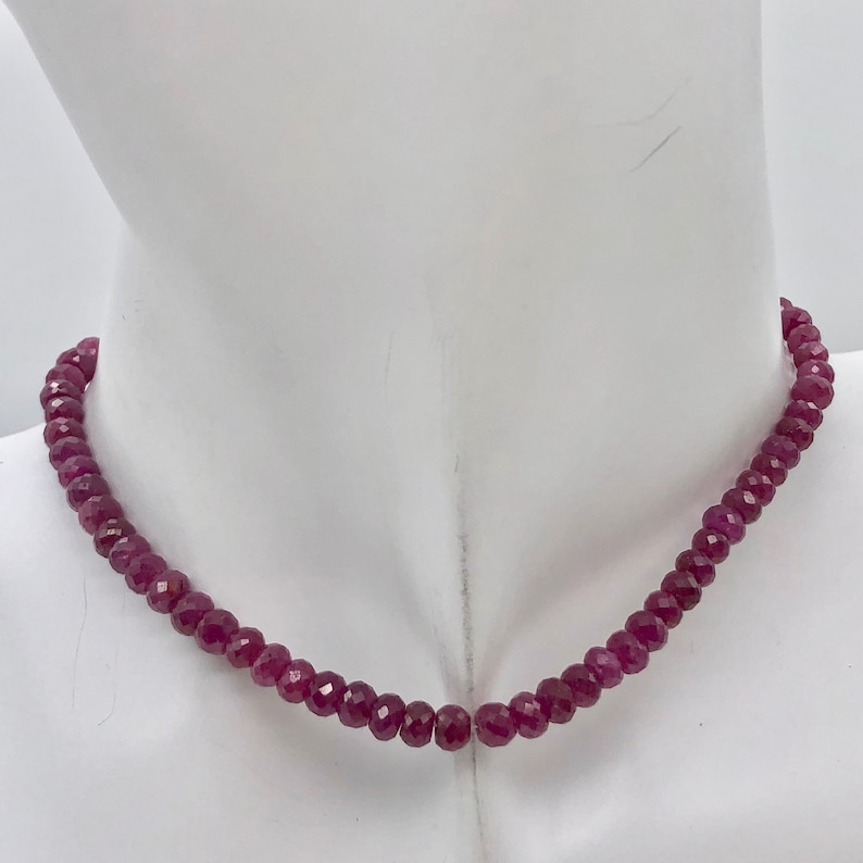 6+cts Red 8 Natural Ruby 4.5to4.9x3.5to3mm Faceted Roundel Beads