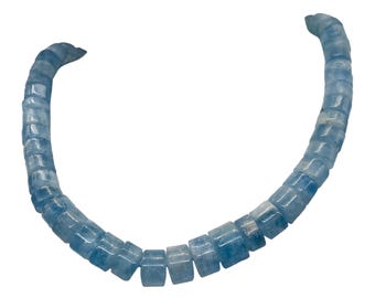 Aquamarine Gem Graduated Wheel Bead 17" Strand | 12x9 - 7x4mm | Blue | 76 Beads|