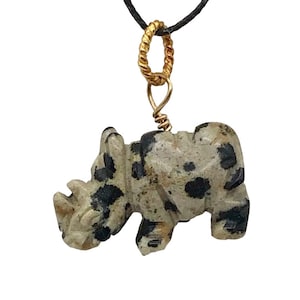Dalmatiner Stein Nashorn 14kgf Anhänger Halskette|Halbedelstein Schmuck |