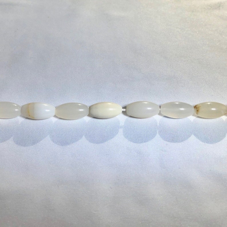 White African Dendritic Opal 16x8mm Rice Bead Strand 104937