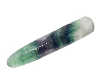 Multi-Hued Fluorite Massage Crystal – Hand Carved, Polished Healing Tool (3 7/8 x 7/8 inches)