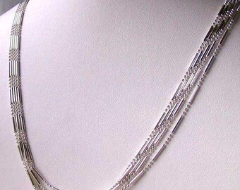 Italian Sterling Silver 5 Strand Waterfall Chain 20" Necklace | 7.2mm Wide |