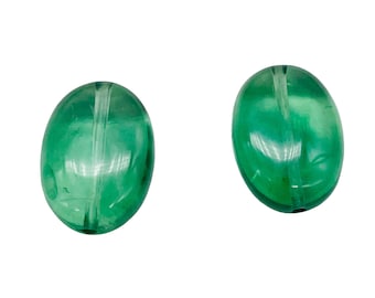 Natural Blue Fluorite Beads: Teal Aqua Gemstone (14x10x6mm, 2 Beads)
