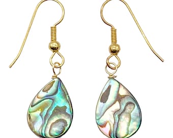 Abalone 14K Gold Filled Drop Earrings | 1 1/2" Long | Blue Silver |