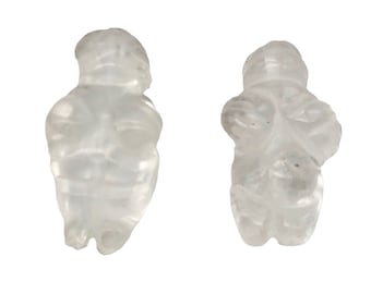 2 Quartz Goddess of Willendorf Animal Beads | 20x9x7mm | Quartz