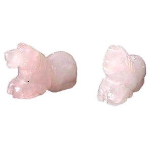 Trusty 2 Carved Rose Quartz Horse Pony Animal Beads | 20x15x9mm | Pink