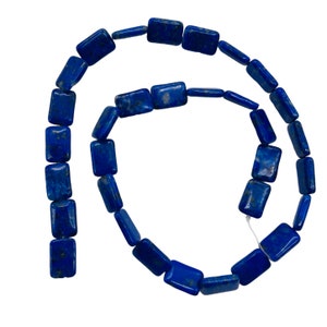 Natural Snowy Lapis Rectangle Focal Bead Strand | 12x8x3mm | 32 Beads |