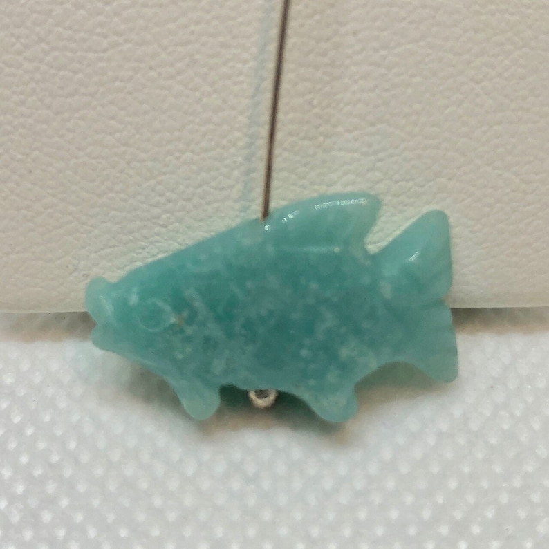 Hand-Carved Amazonite Fish Koi Carp Beads Blue 23x12x8mm