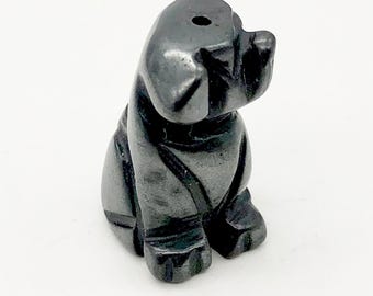 Hematite Puppy Dog Animal Figurine Worry Stone | 20x12x10mm | Silvery