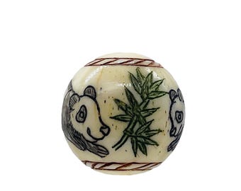 Entzückende Hand geschnitzte Panda runde Perle | 20mm | 1 Perle |