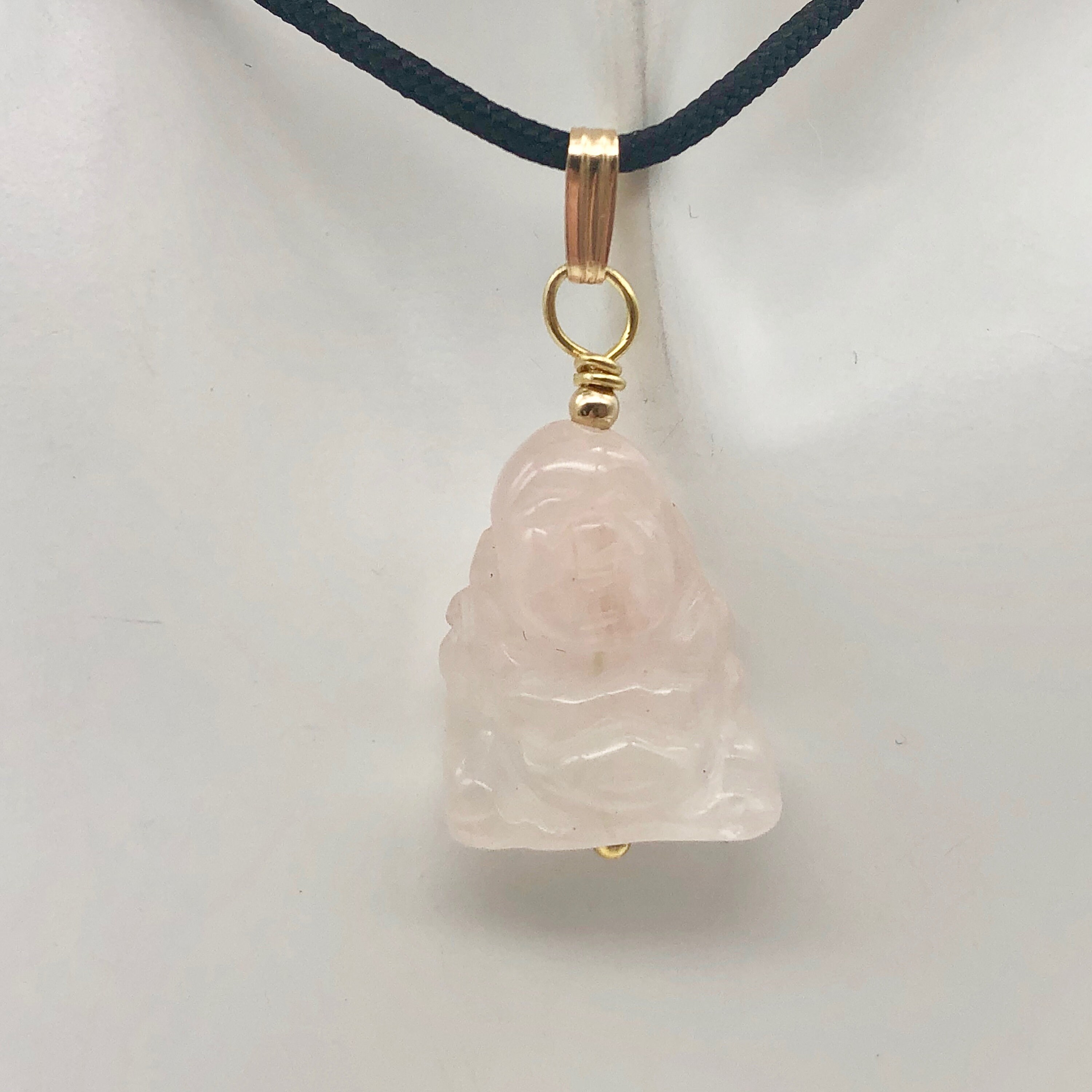 Rose Quartz Buddha Pendant Necklacesemi 