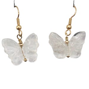 Quartz Butterfly 14Kgf Gold Earrings | Semi Precious Stone Jewelry |