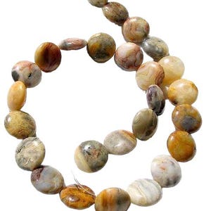 Sznur koralików Crazy Lace z agatem | 16x16x7 mm | Pomarańczowy/Szaro/Biały | Moneta | 25 szt.