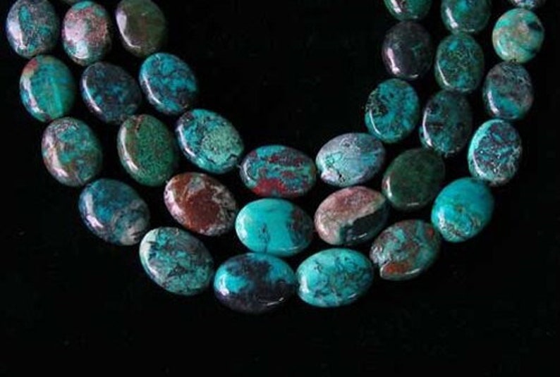 Natural Chrysocolla 16x12mm Oval Bead Strand 110423