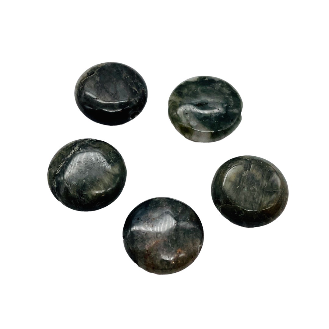 Cat's Eye Chrysoberyl Quartz Flat 35x5mm Disc Bead Strand 105615