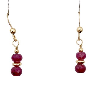 Natural Precious Gemstone Ruby Earrings 14K Gold Filled Findings | 1 1/4" Long |
