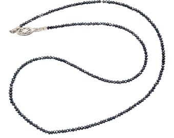 19.52cts Natural Black Diamond 18 inch Necklace 14K | 2mm Rondelle |