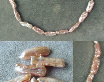 7 Natural Peach Head Drilled Stick FW Pearl Beads 7244 7 Natural Peach Head Drilled Stick FW Pearl Beads 7244