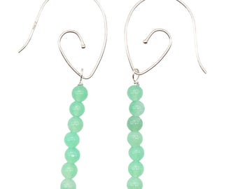 Orecchini in argento sterling e crisoprasio di qualità gemma unica / lunghi 2 pollici /
