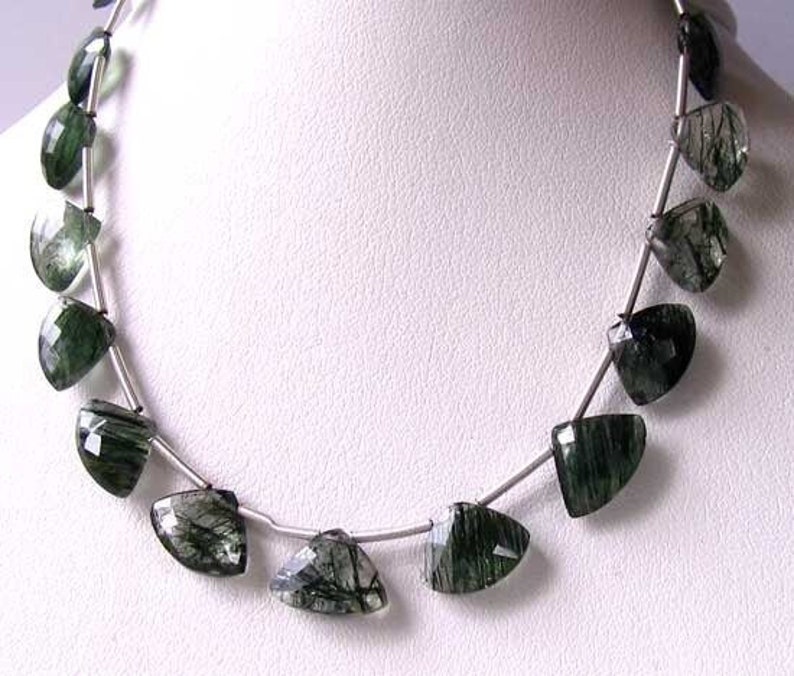 AAA Actinolated Quartz Faceted 8x11mm Briolette Beads 109896