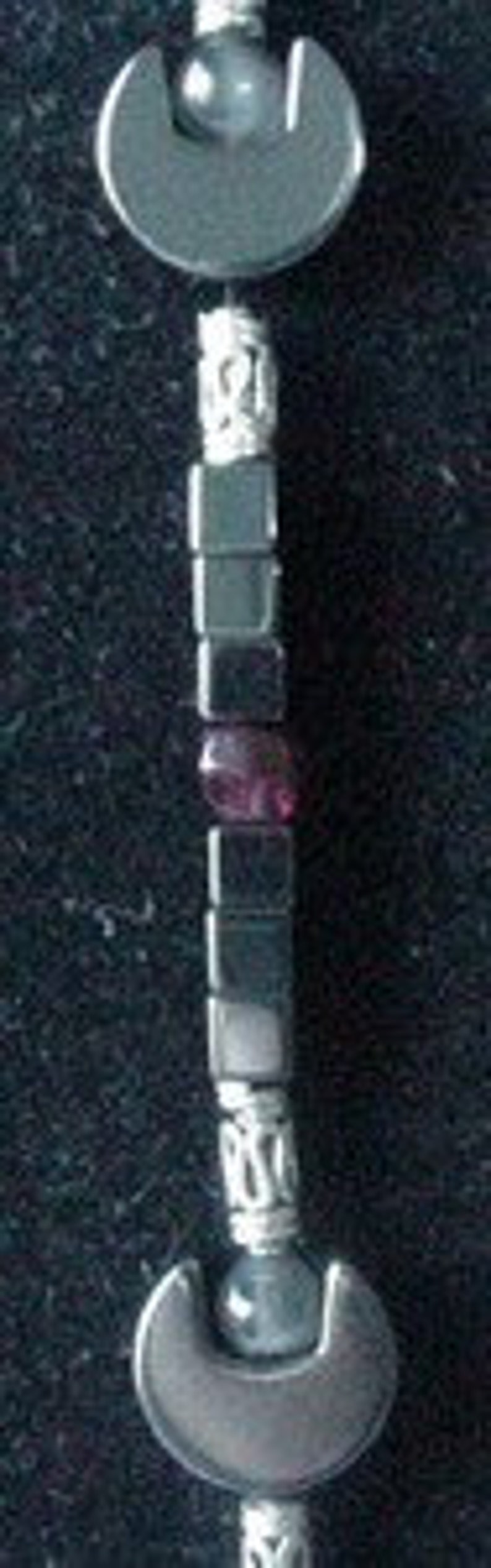 Hand Crafted And Designed Garnet Hematite Moonstone Necklace!/_#200012