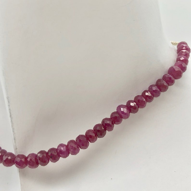 6+cts Red 8 Natural Ruby 4.5to4.9x3.5to3mm Faceted Roundel Beads
