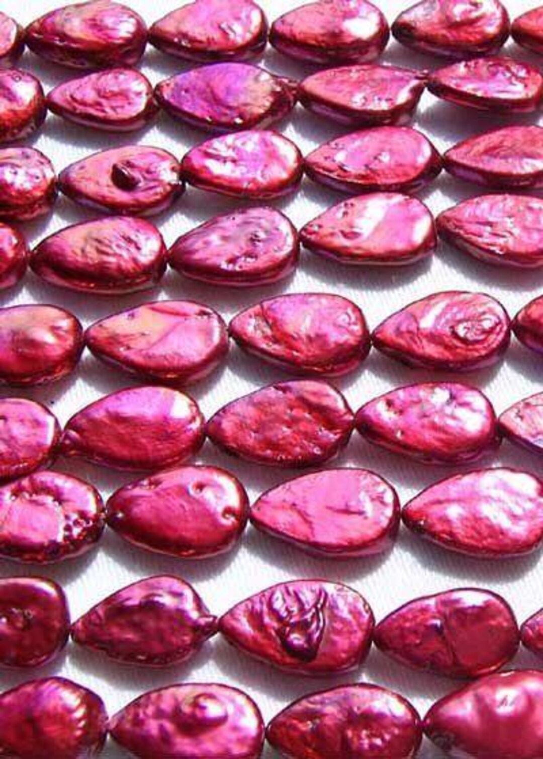 3 Yummy Raspberry FW Teardrop Coin Pearls 8895 - Etsy