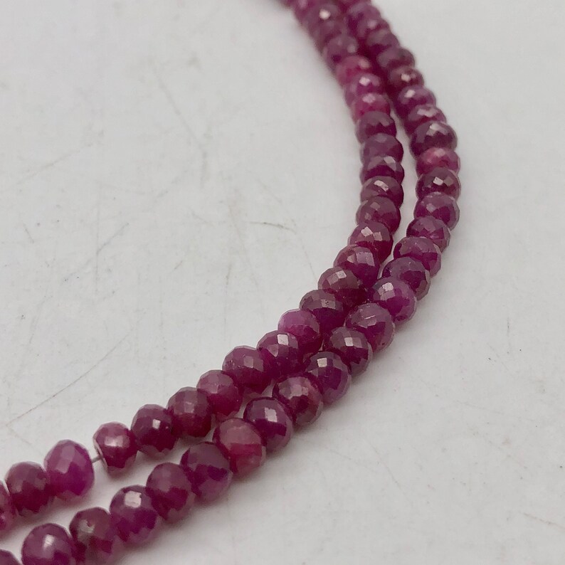 6+cts Red 8 Natural Ruby 4.5to4.9x3.5to3mm Faceted Roundel Beads