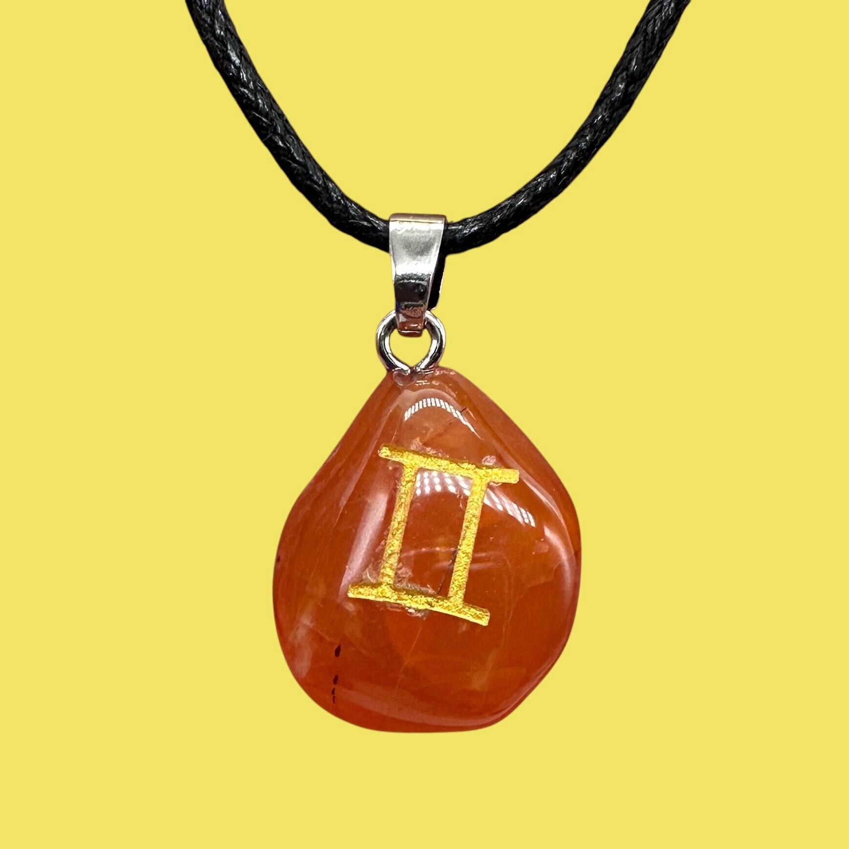 Buy Zodiac Gemini Carnelian Stone Oval Pendant | 1 1/2