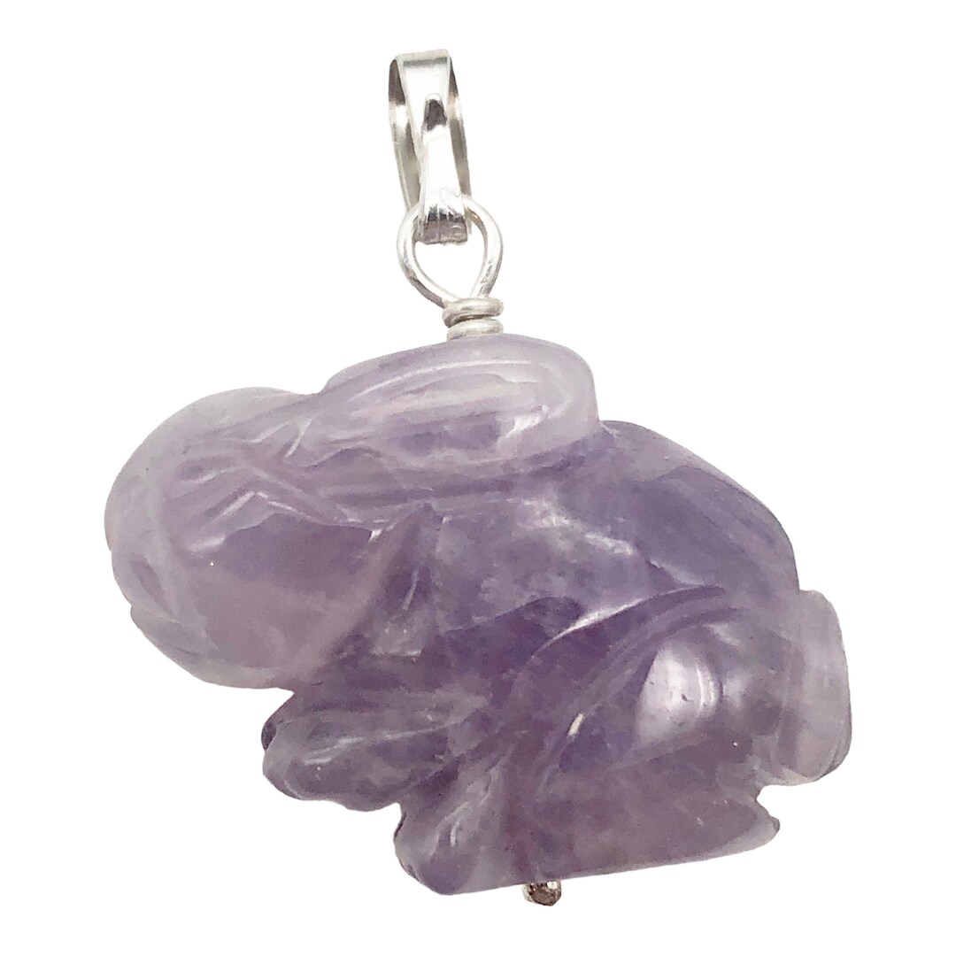 Amethyst Bunny Rabbit Pendant Necklace Semi Precious Stone Jewelry ...