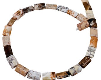Conglomerate Jasper Bead Strand | Earthy Rectangle Beads for Jewelry Making