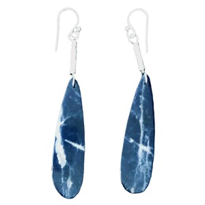 Sodalite Sterling Silver Teardrop | 3" Long | Blue/White | 1 Pair Earrings |