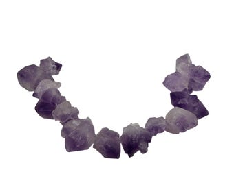 Amethyst Natural Crystals 8" Strand | 29x27x15 to 18x17x12mm | Purple| 14 Beads|
