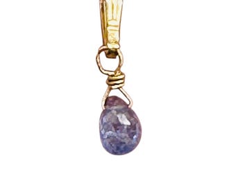 Tanzanite 14K Gold Filled Wire Wrap Pendant | Lavender | 1 inch Long |