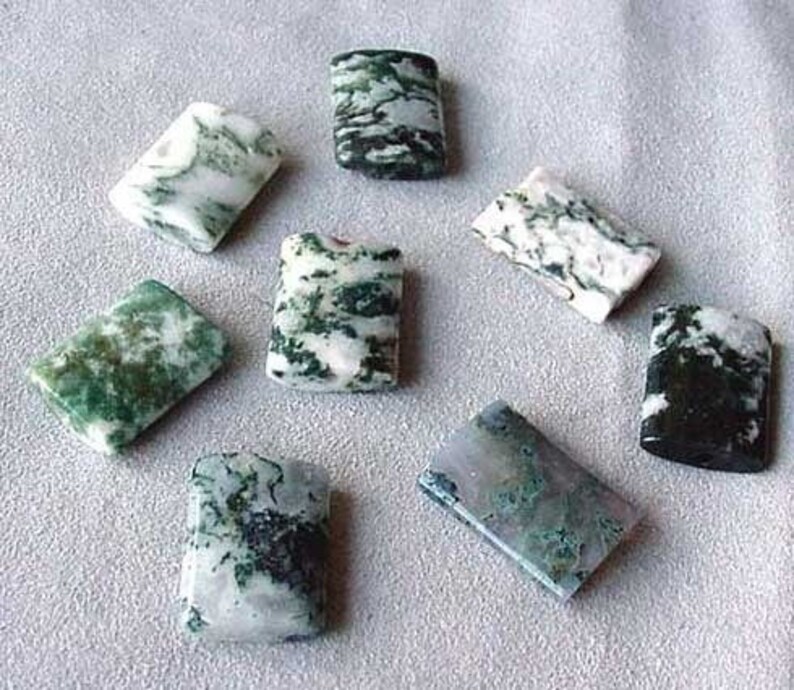 Flat Rectangle Tree Agate Bead Strand 104897
