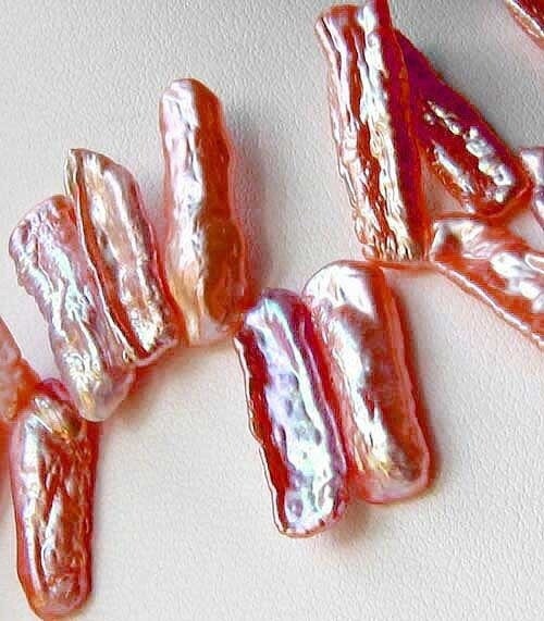 7 Natural Peach Head Drilled Stick FW Pearl Beads 7244 7 Natural Peach Head Drilled Stick FW Pearl Beads 7244