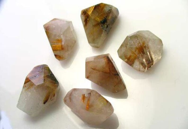 2 Large Rutilated Quartz Centerpiece Beads 10574G