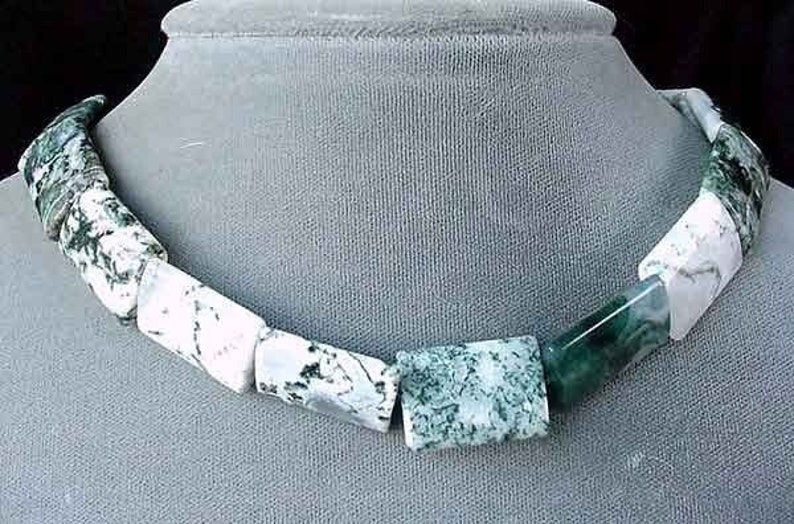 Flat Rectangle Tree Agate Bead Strand 104897