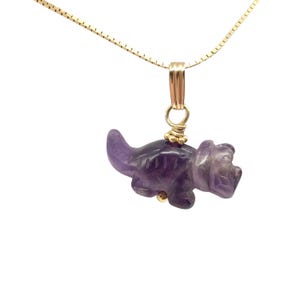 Purple Dinosaur Pendant Amethyst Triceratops 14K Gold-Filled Pendant 509303AMG
